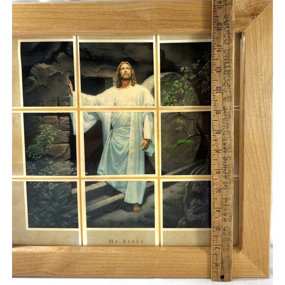 Simon Dewey He Lives Framed Christian Art 16x14 Resin-Coated Window Pane - Picture 4 of 5
